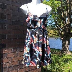 Roxy Floral Sundress with Aqua & Coral Accents